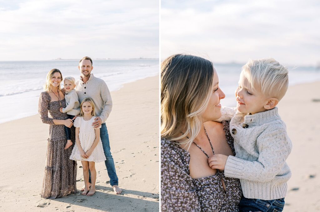 Daniele Rose Photography creating a relaxed family photography experience with fall family photos on the beach.