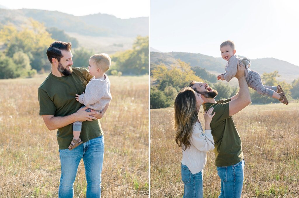 Fall family photo in a golden field by Ventura Count photographer Daniele Rose